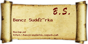 Bencz Sudárka névjegykártya